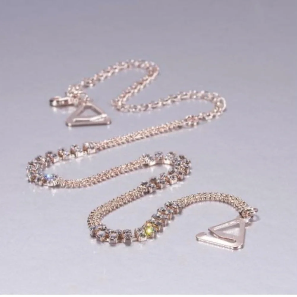 NWT Brazilian‎ Straps fits Any Strapless Bra rose gold chain w crystals New-$34